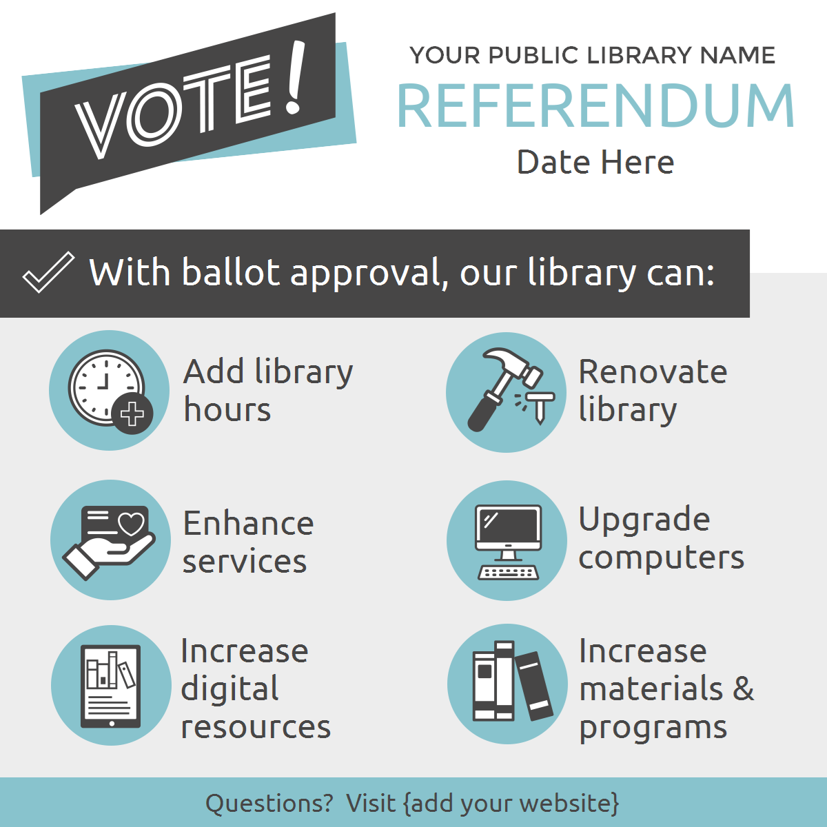 Library Advocacy 1:1 Widget, Gray Thank You