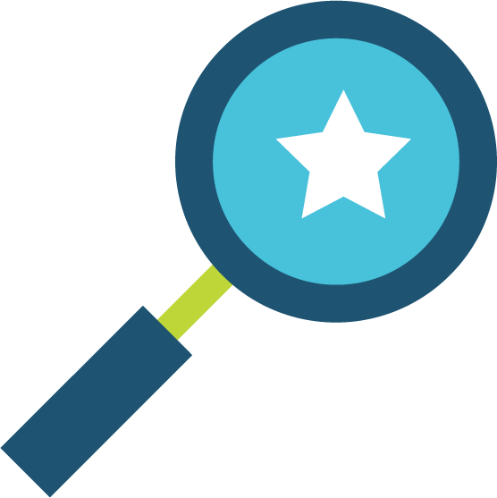 Icons - Magnifying Glass with Star - Blue White