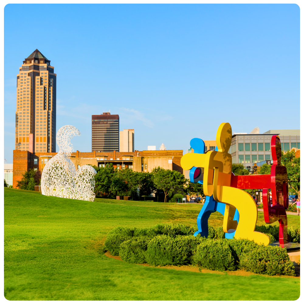 Downtown Des Moines art park.