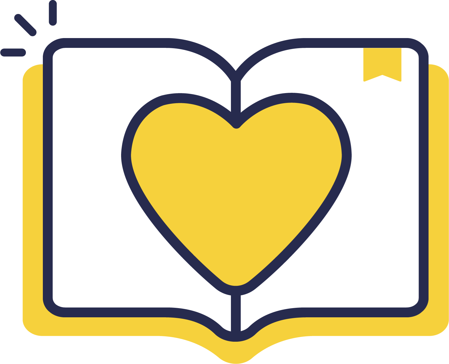 Icons - Heart Outline Book - Yellow White