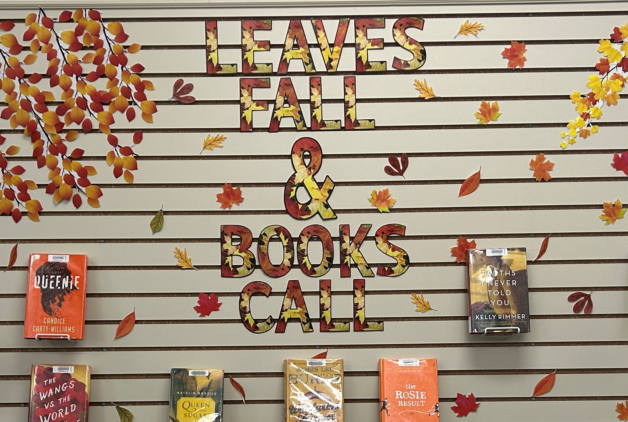 Leaves fall and books call display.