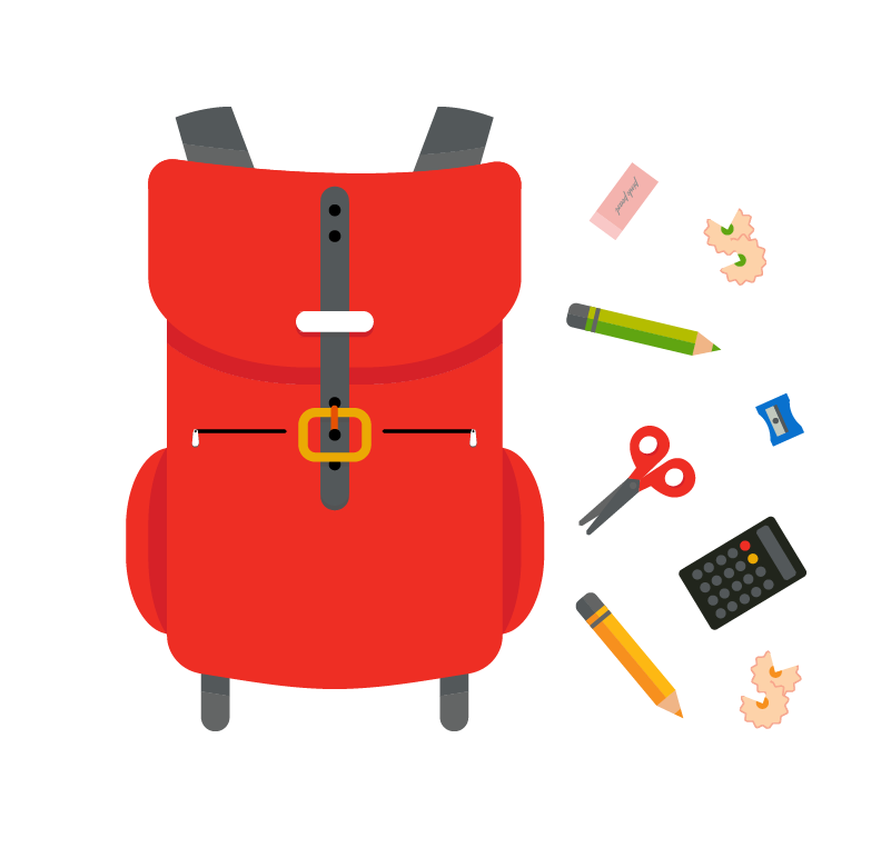 Photo of a backpack and school supplies.