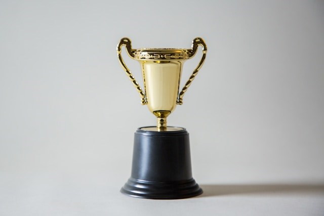 A photo of a simple trophy. 