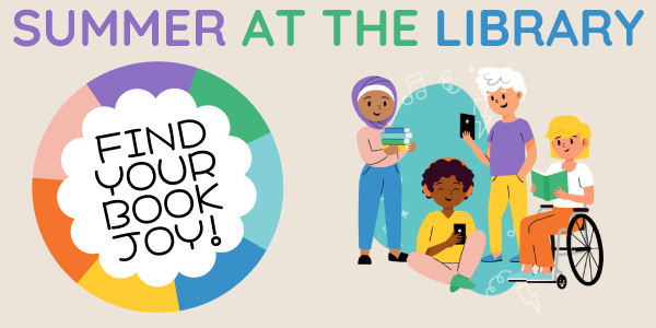 An illustration of four people enjoying reading in different formats. An illustration of four people enjoying reading in different formats.