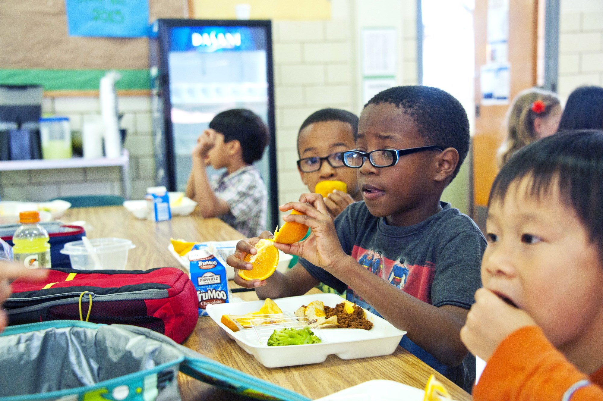 Students Eating in a School Cafeteria