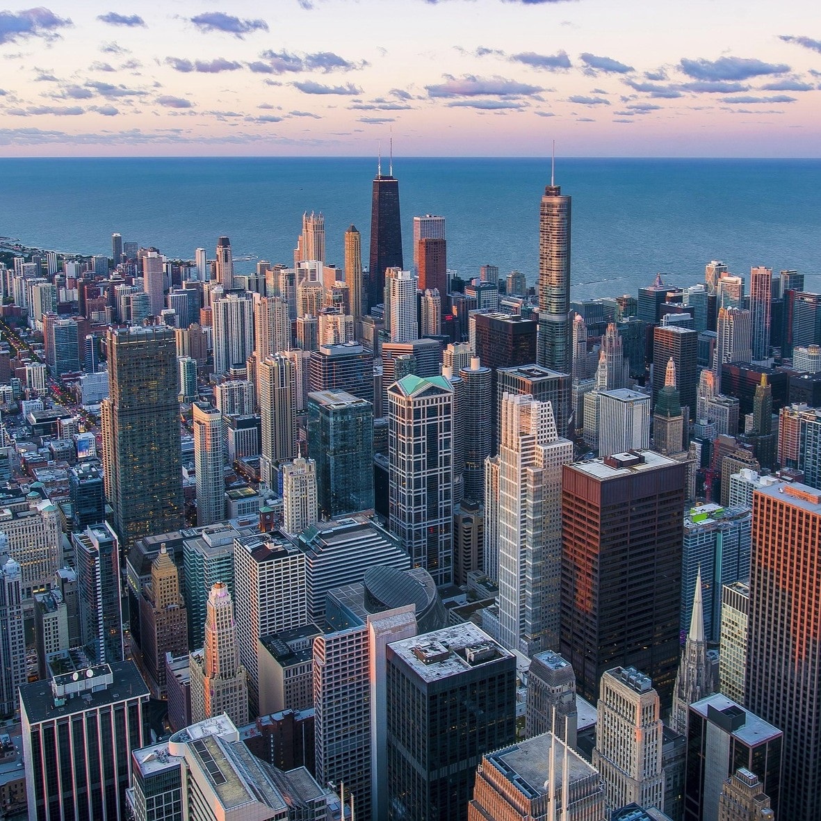 Chicago skyline with Lake Michigan in the background