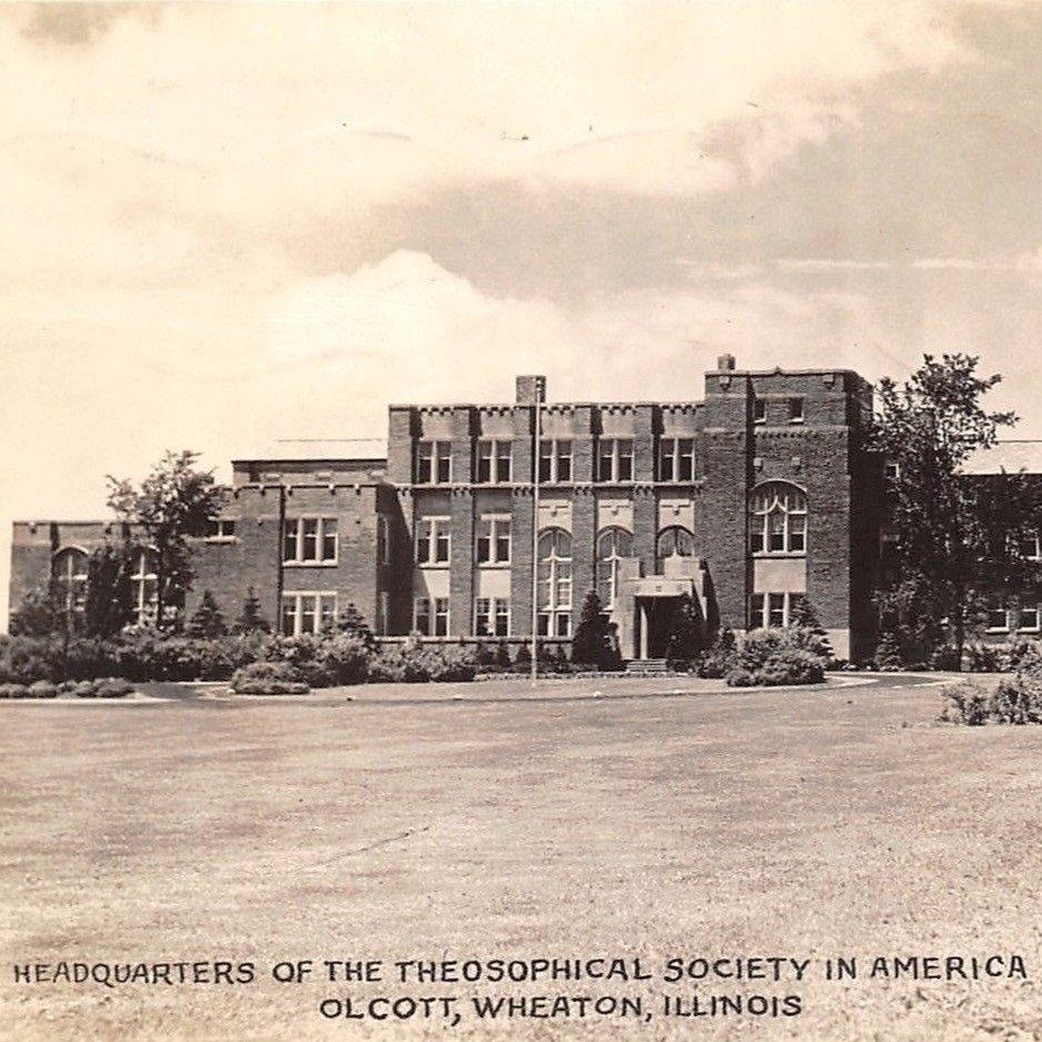 Historic photo of Theosophical Society building in Wheaton, Illinois