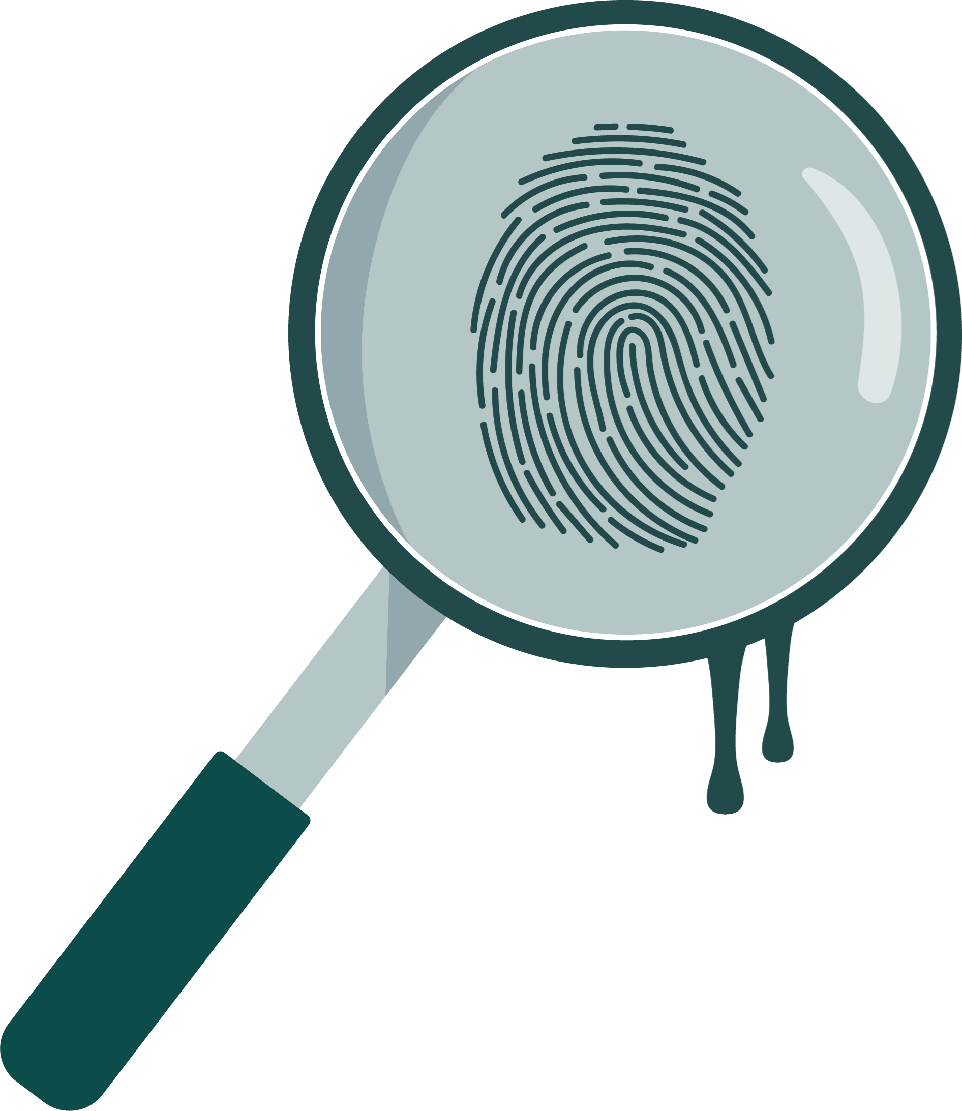Icons - Magnifying Glass with Thumbprint and Drip - Green