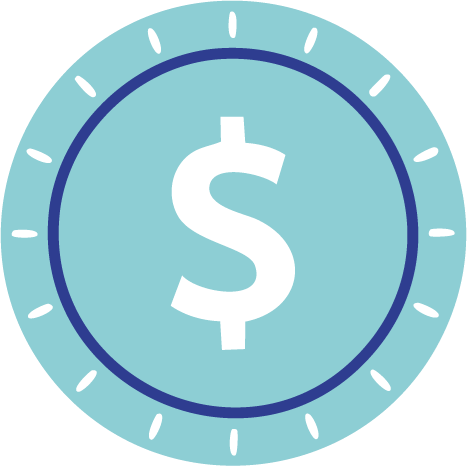 Icons - Circle Coin with Dollar Sign - Light Blue