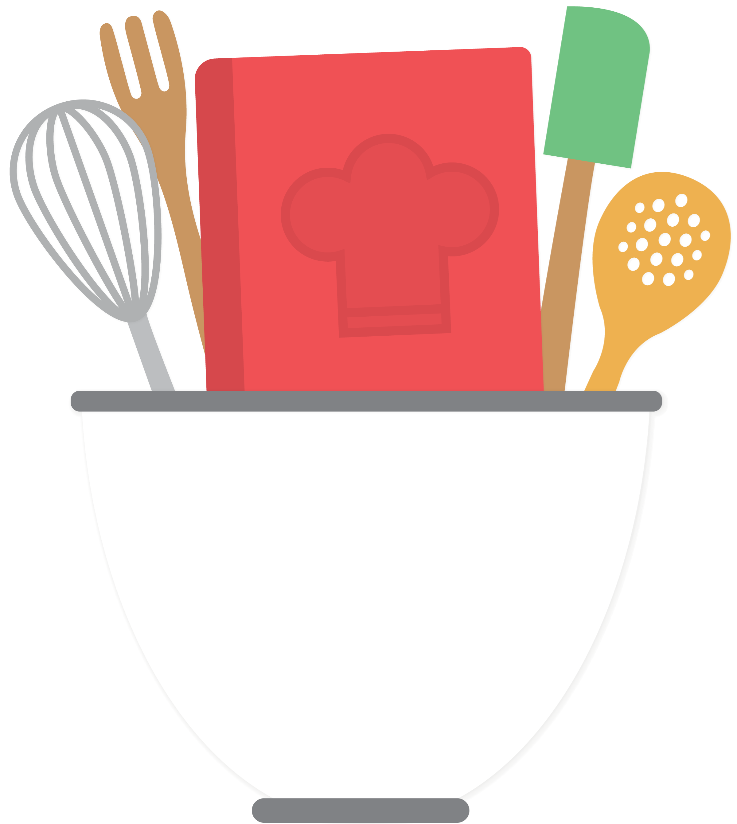 Bowl with Book and Cooking Utensils