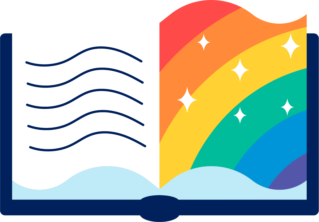 Open Book with Rainbow Page