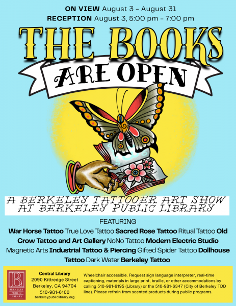 Poster for tattooer show titled The Books are Open