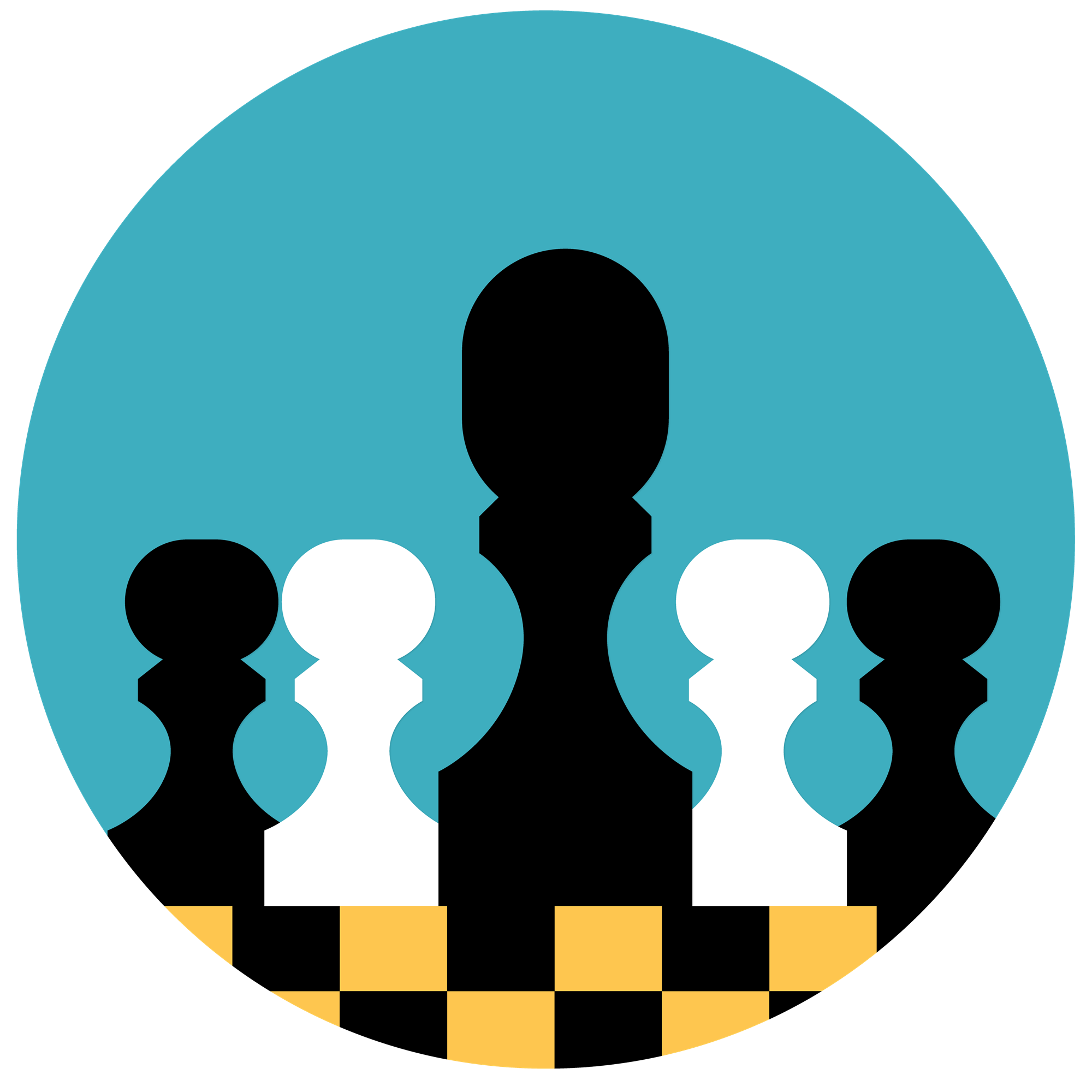 Icons - Chess Pieces Circle - Blue