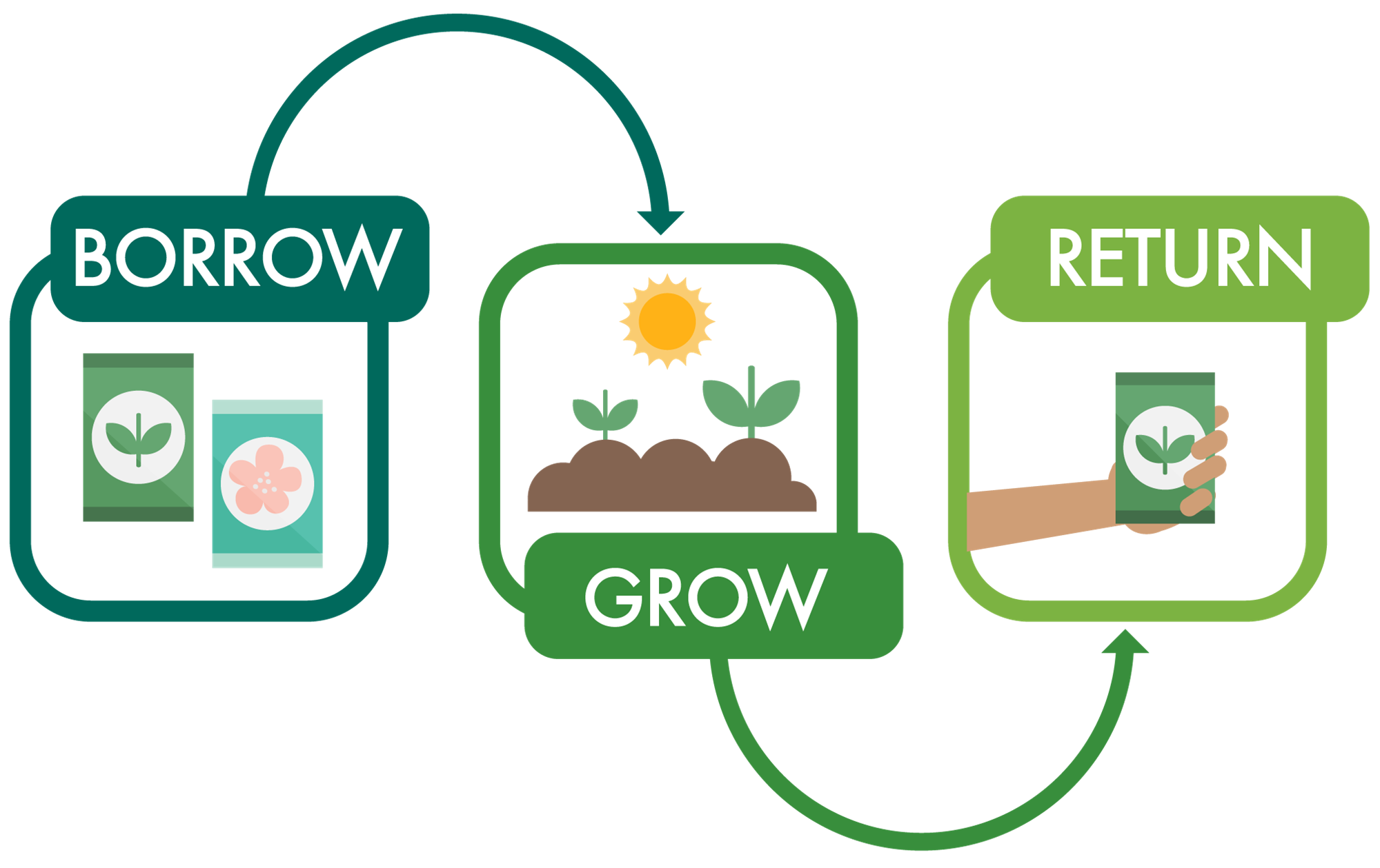 icons - seeds library exchange graph gardening with words