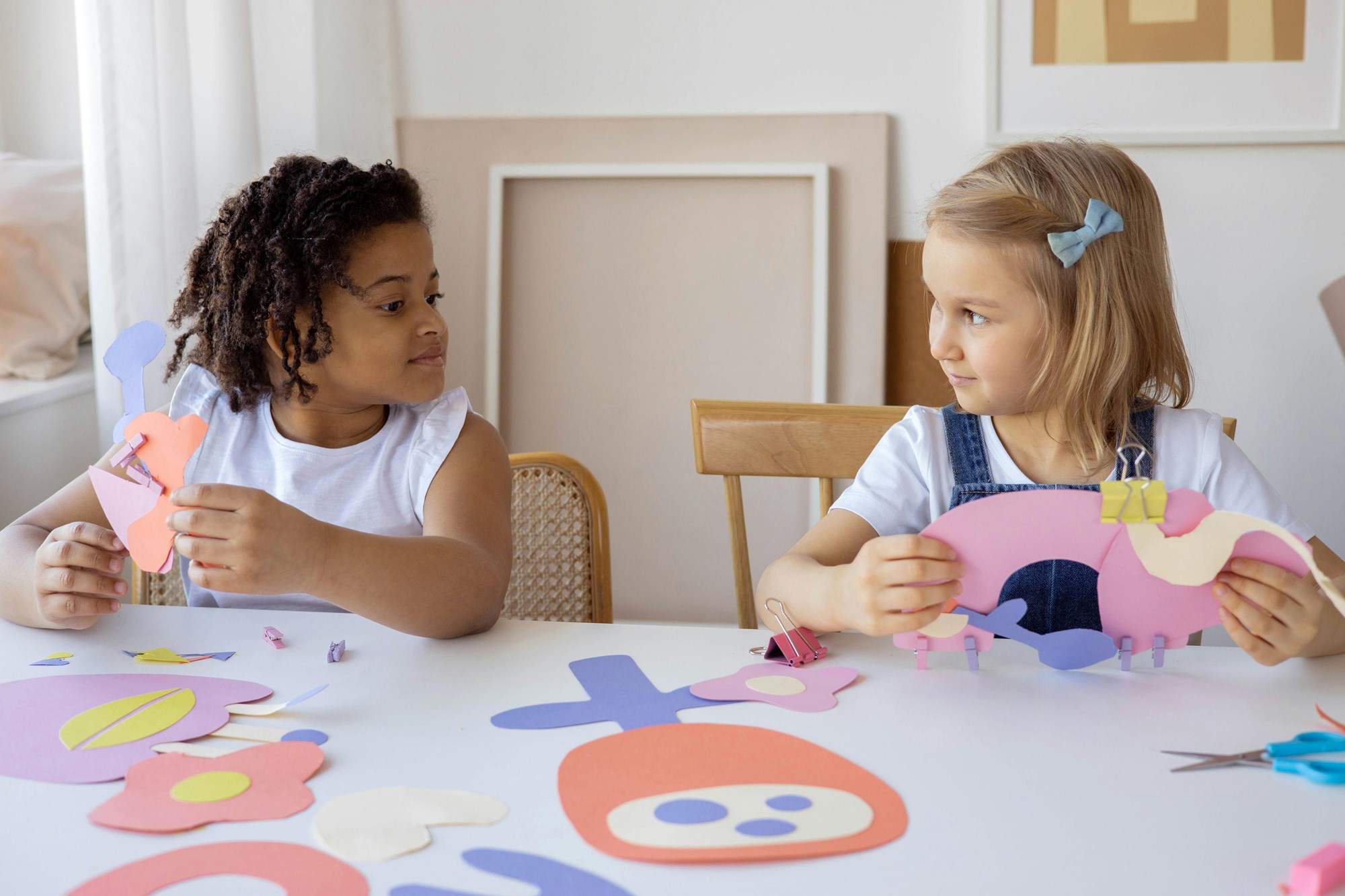 Two Kids Creating Artwork