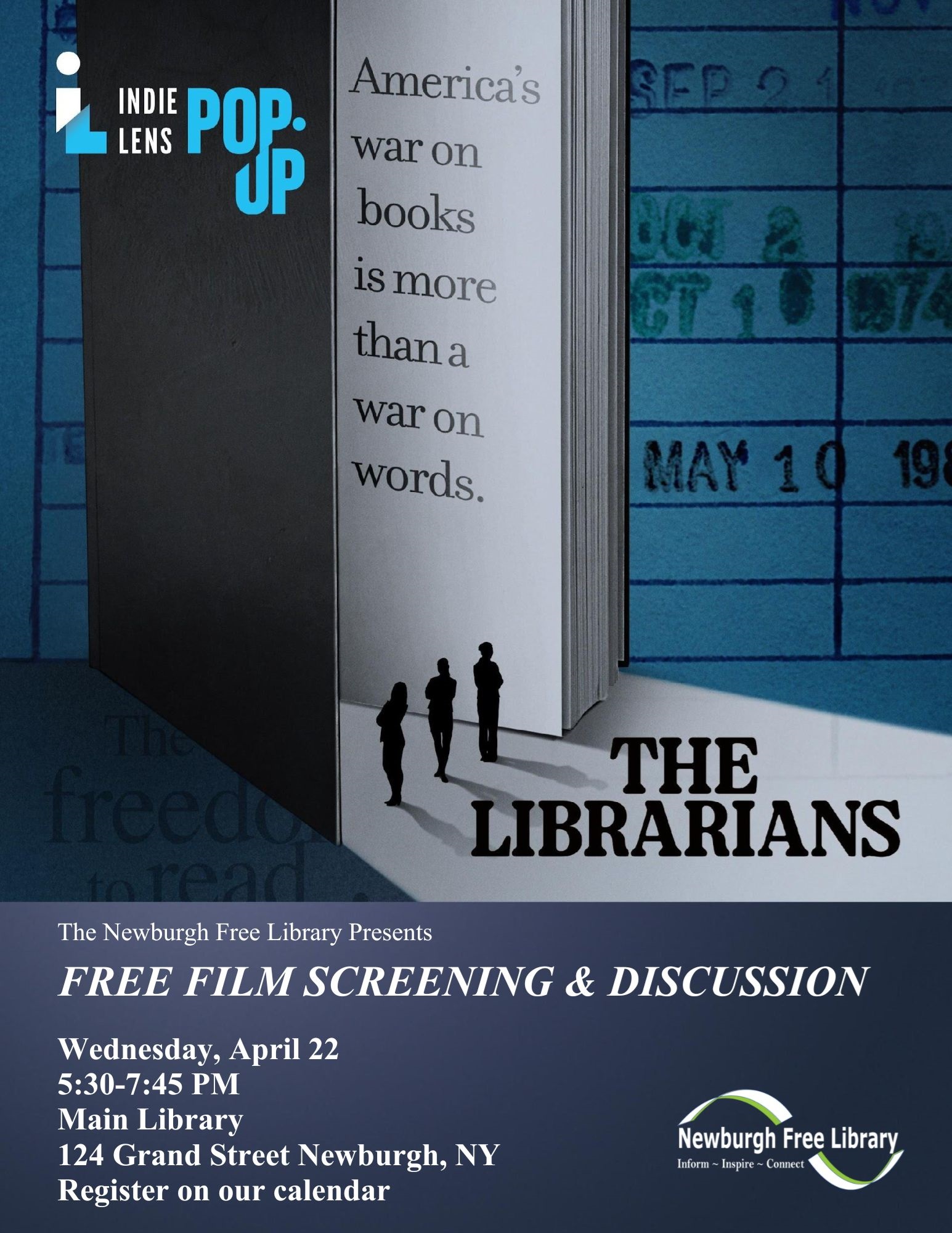 Indie Lens Pop Up film screening flyer announcement for The Librarians documentary