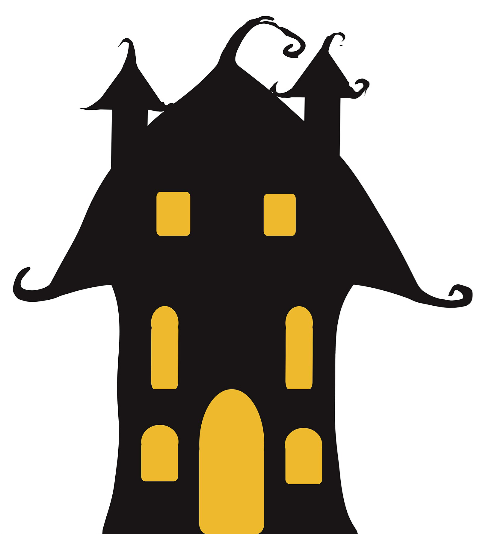 Icons Halloween Black Haunted House - Yellow