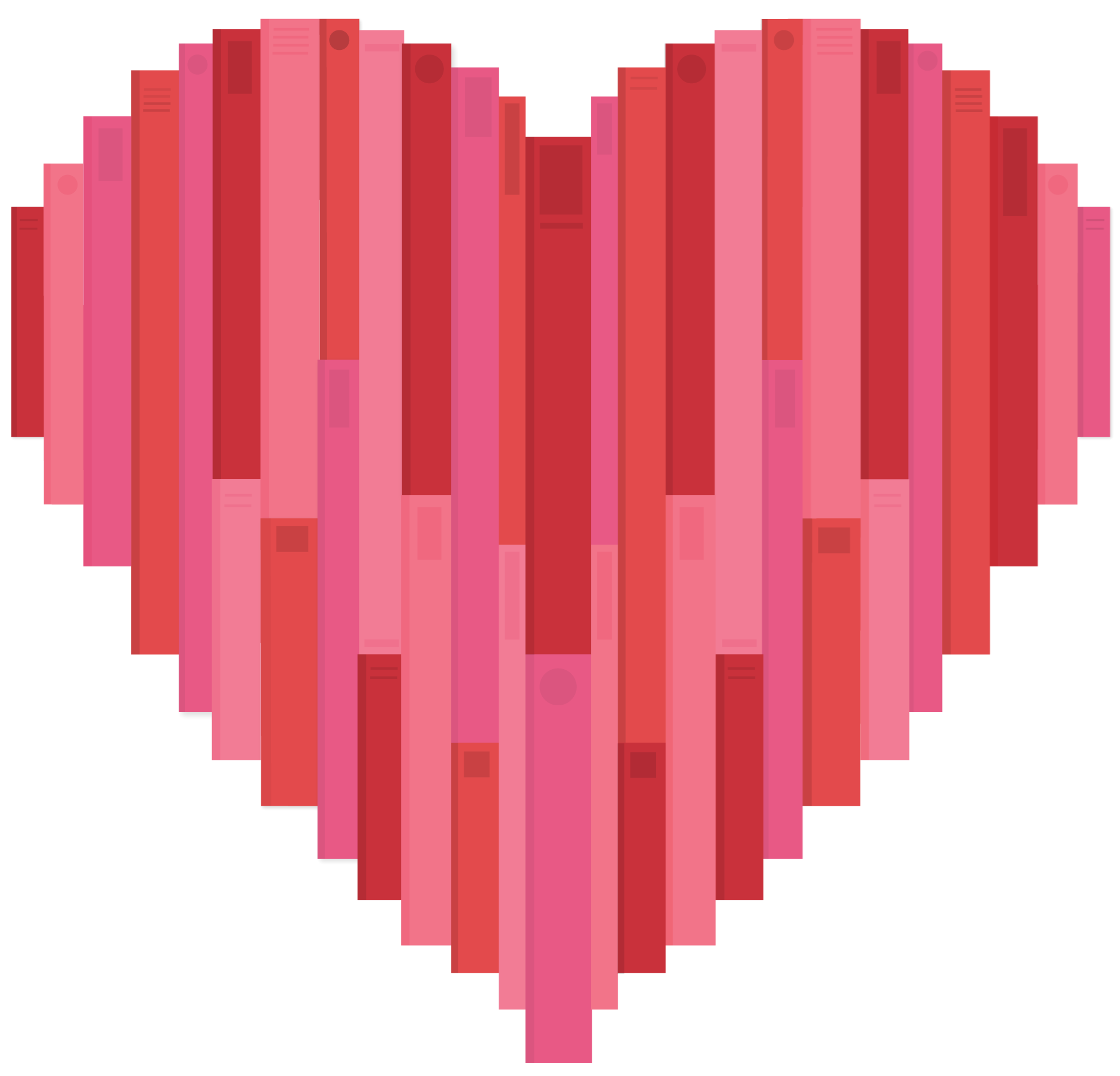 Icons -  Heart Made of Books - Red Pink