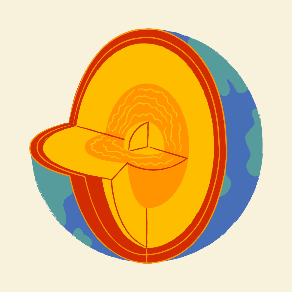 Cartoon image of Earth's core.