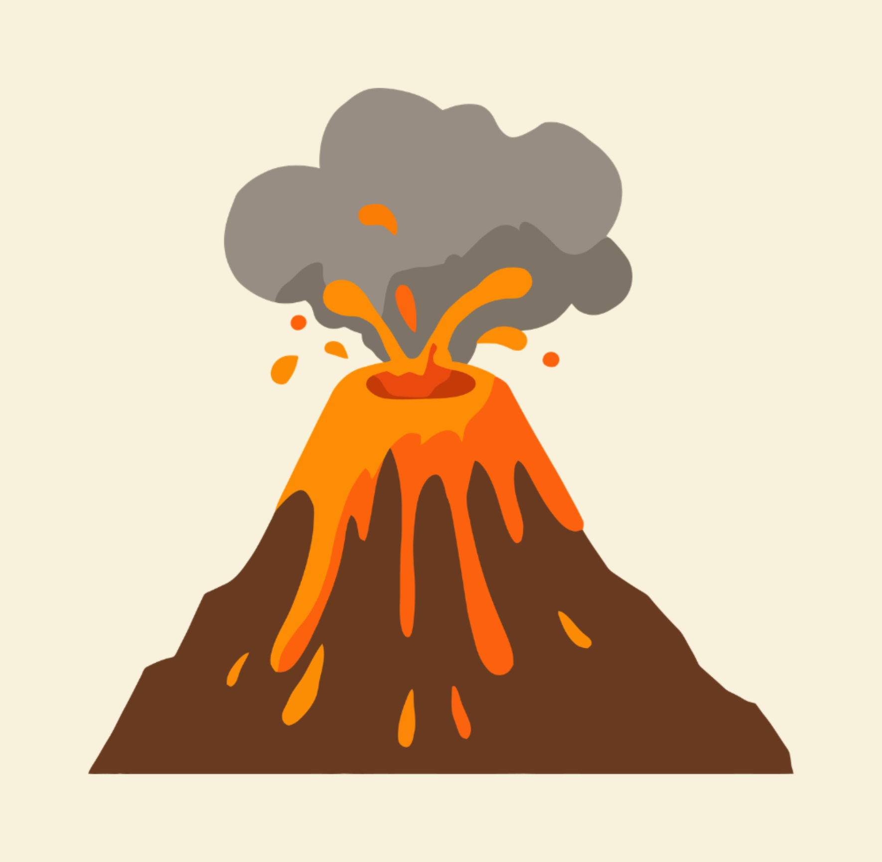 Cartoon image of a volcano.