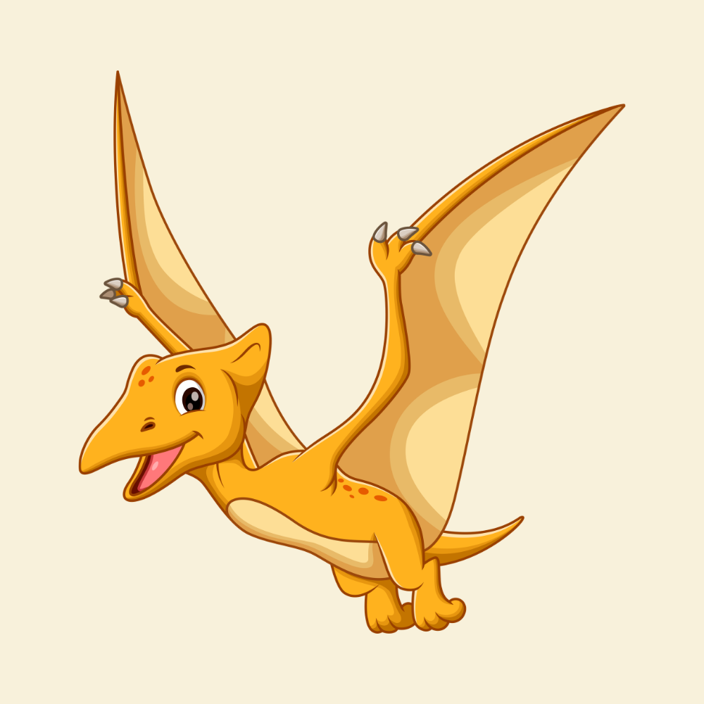 Cartoon image of a pterodactyl.