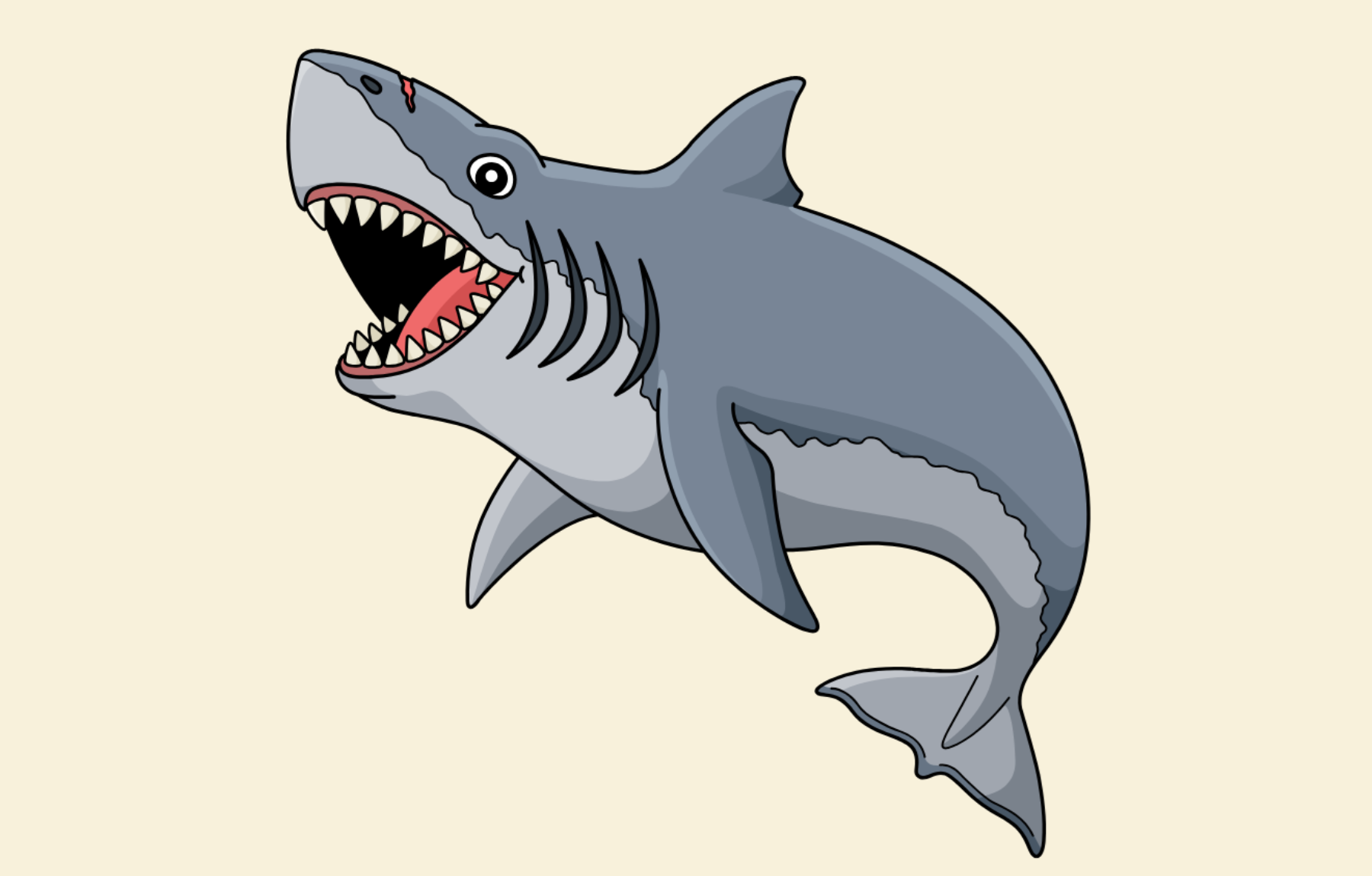 Cartoon image of a shark or megalodon.