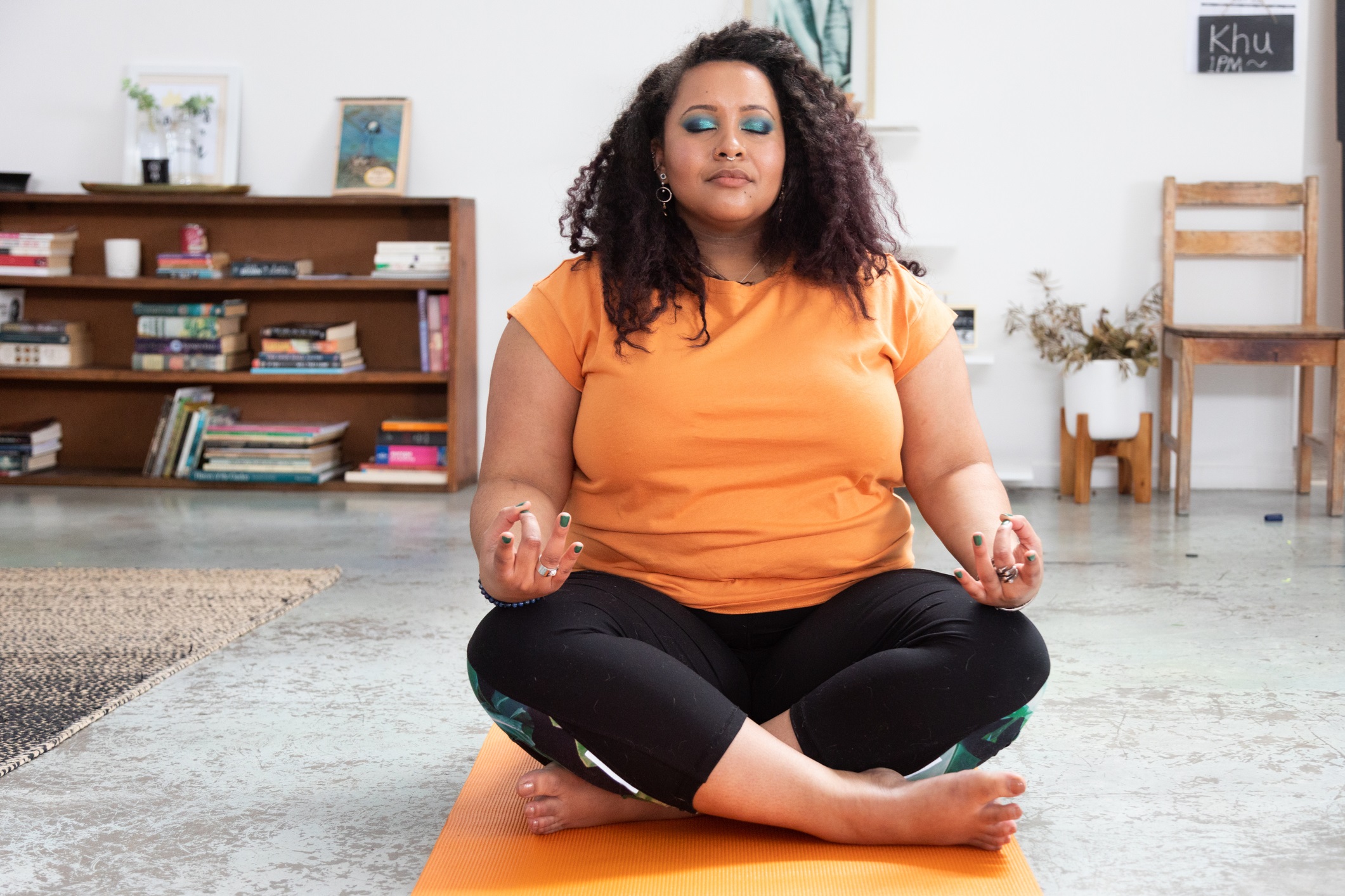 Woman Doing Yoga at Home