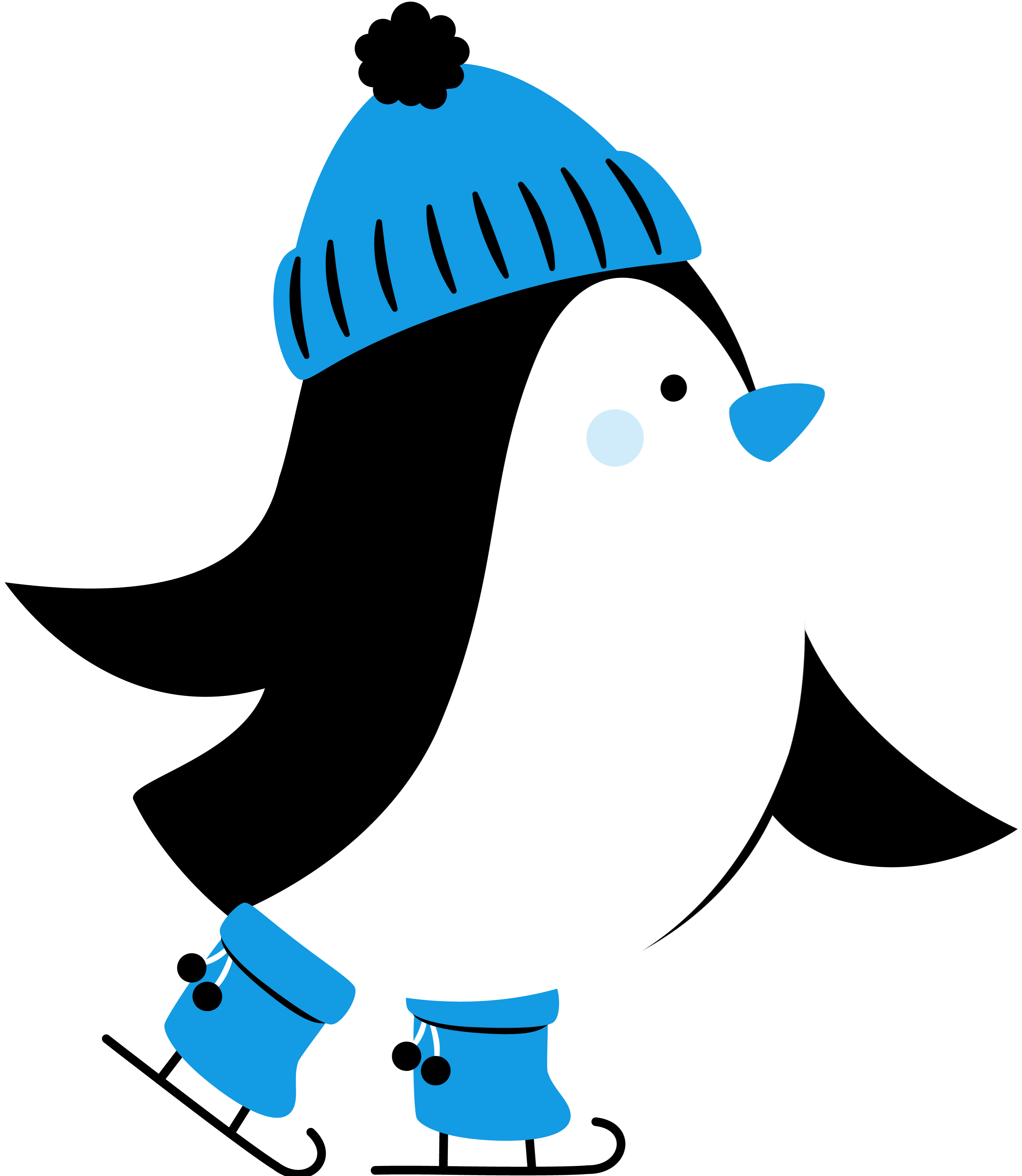 Icons - Winter Penguin Skating - Blue Black
