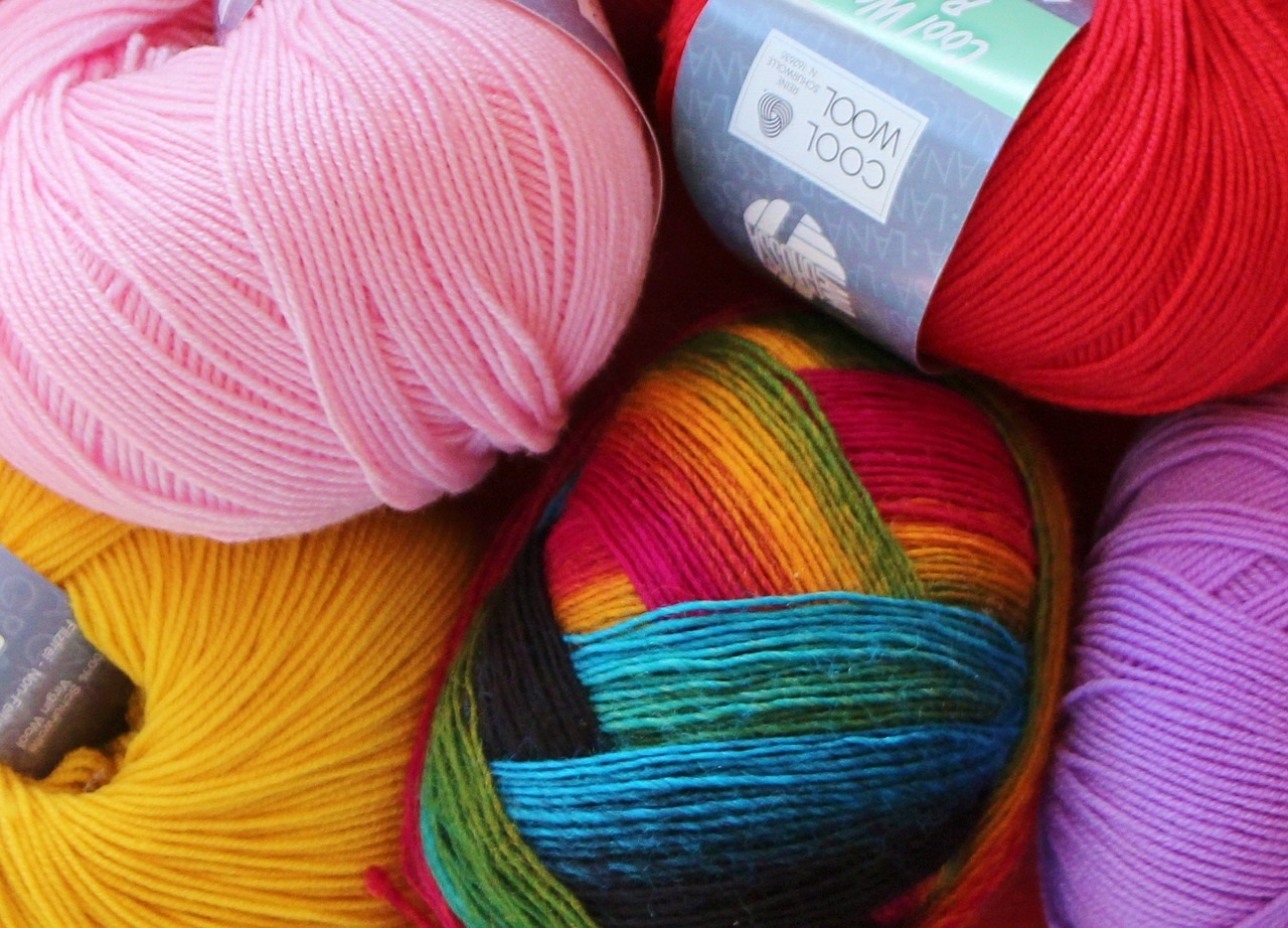 Balls of Colorful wool yarn