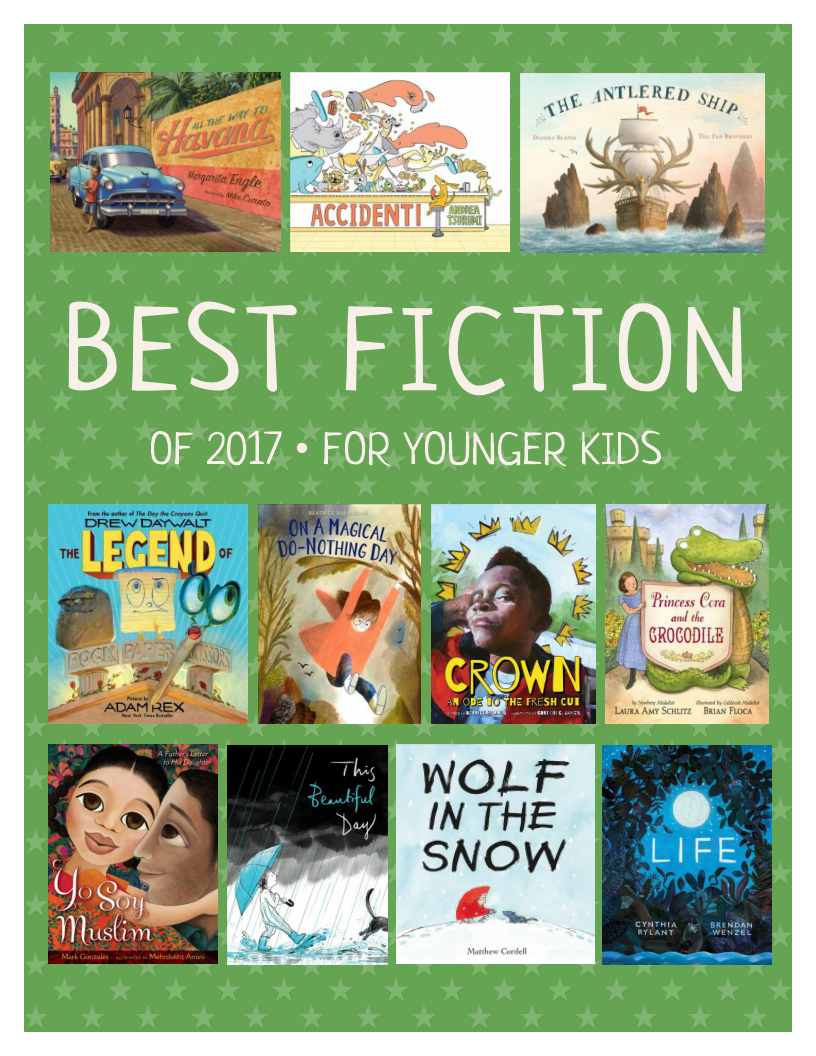 A flyer featuring Best Fiction of 2017 for Younger Kids