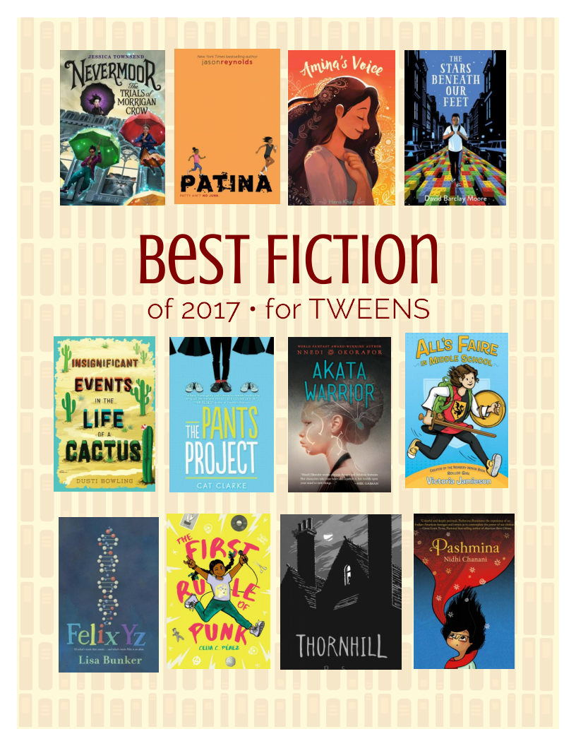 A flyer featuring Best Fiction of 2017 for Tweens