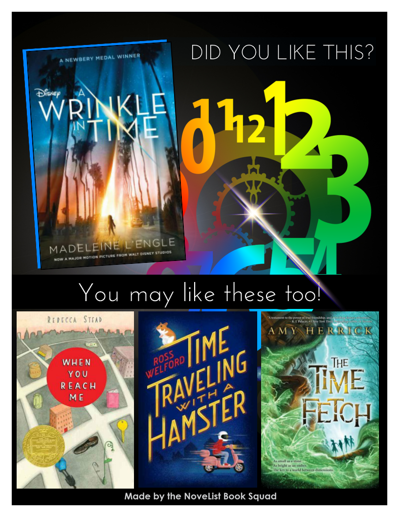 A flyer featuring readalikes for A Wrinkle in Time
