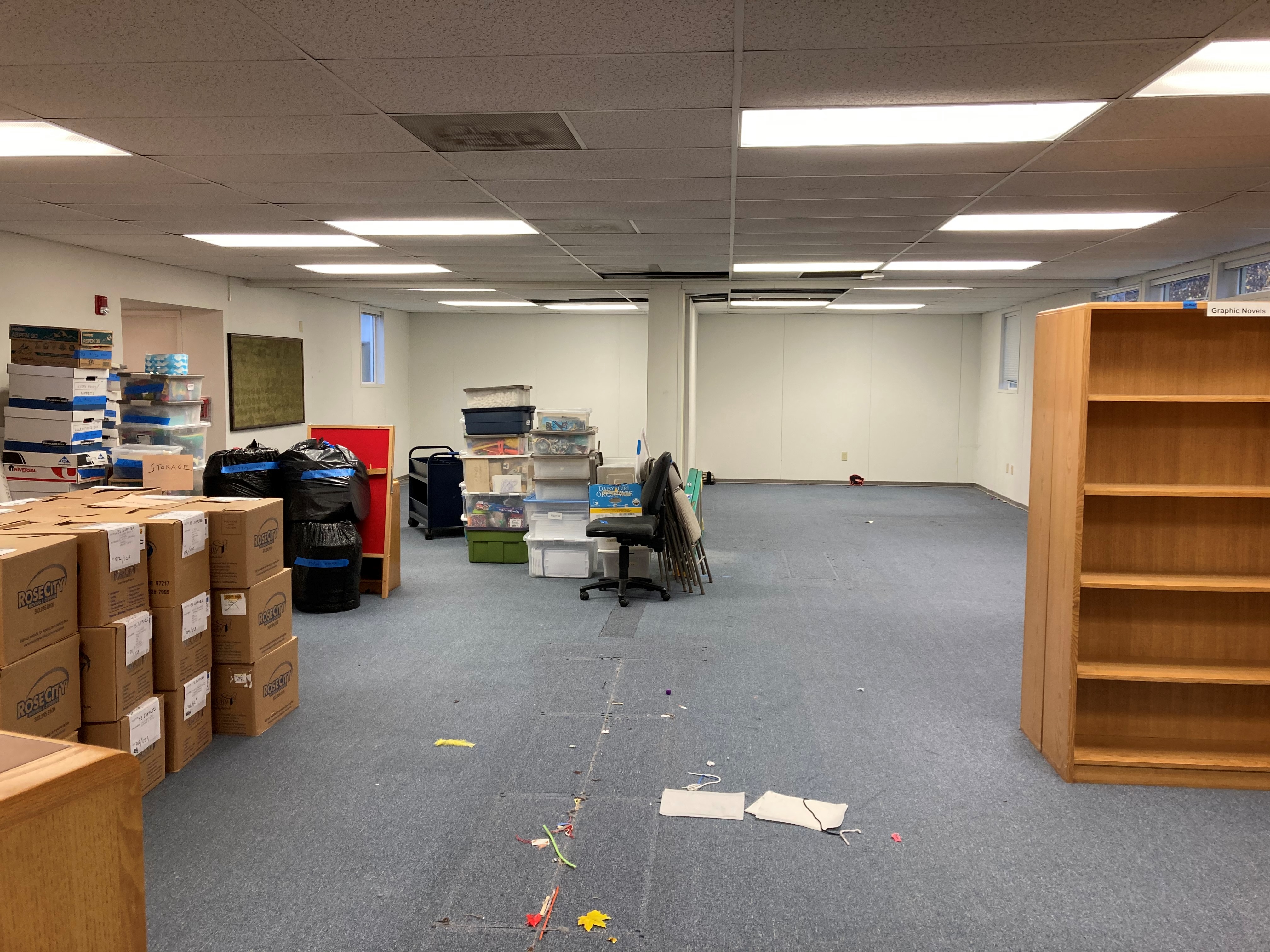 Image of a the library space being cleared out. 