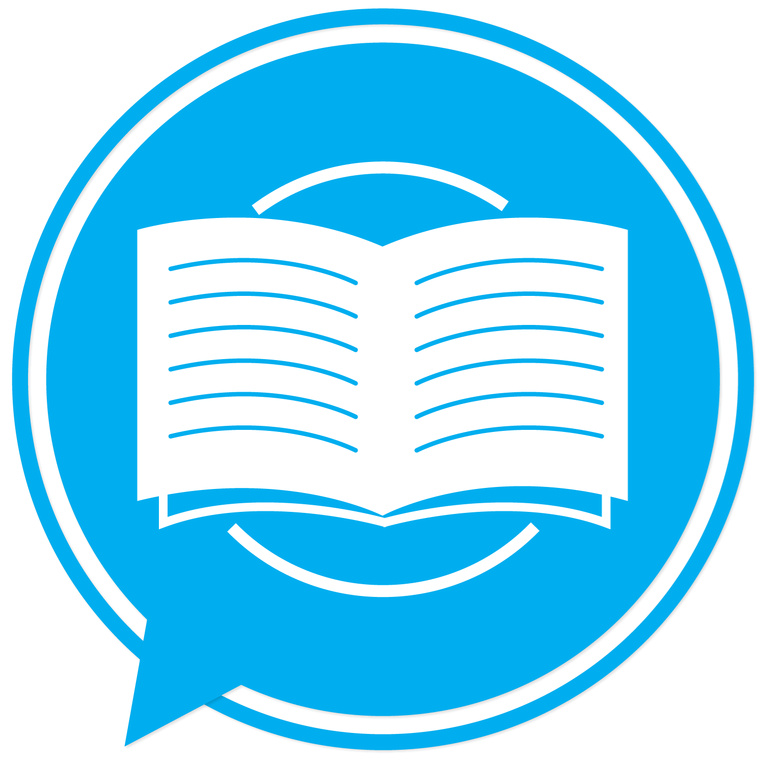 Image of a book in a word bubble