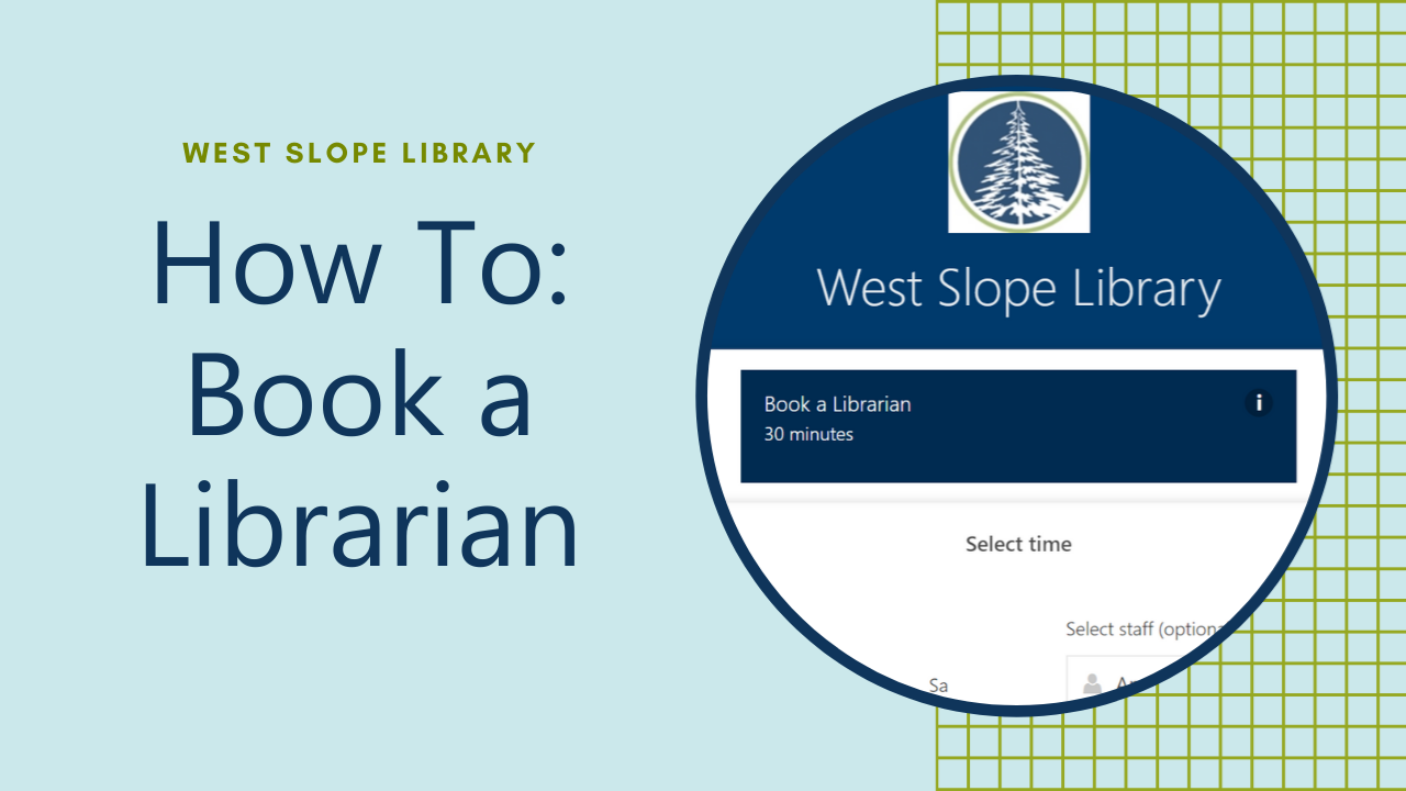 Book a Librarian logo. Link takes you to the library's YouTube page