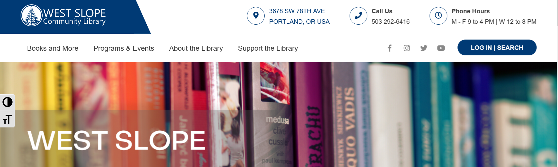 Screen shot of our new website's front page