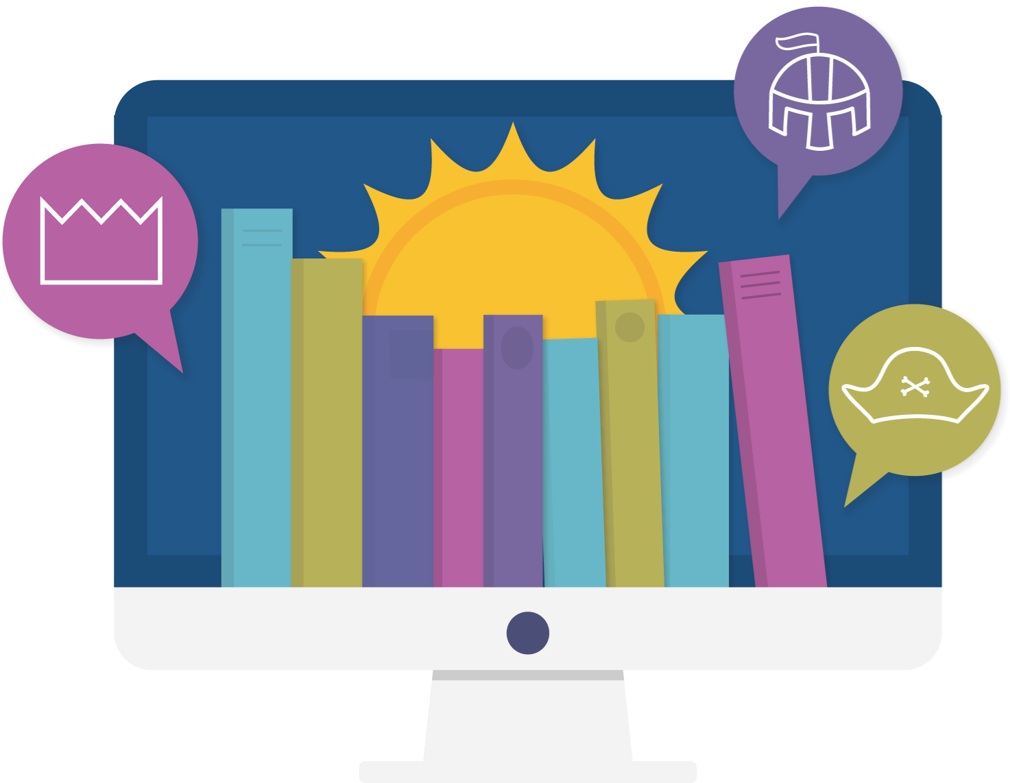 Image of books on a computer screen 