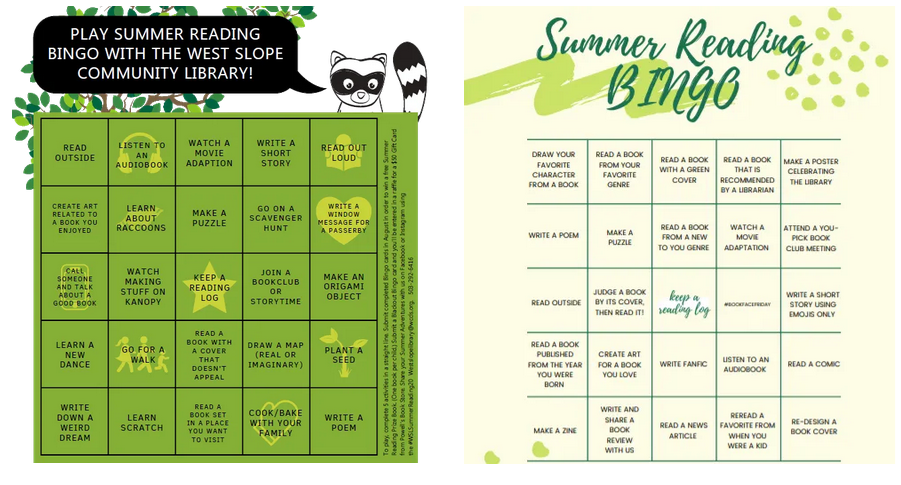 Image of Summer Reading Bingo Cards