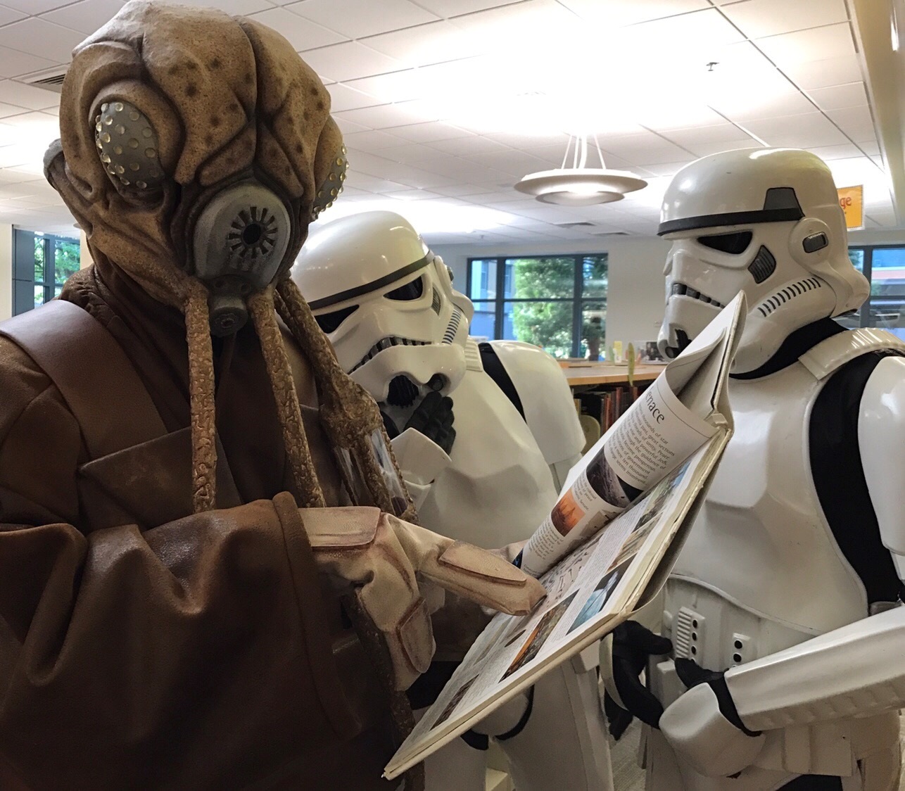 Storm troopers reading in a library. Photo credit - Kristen Thorp