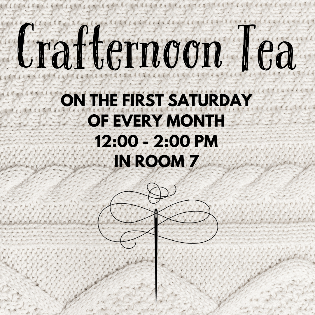 Image with details about first Saturday Crafternoon tea