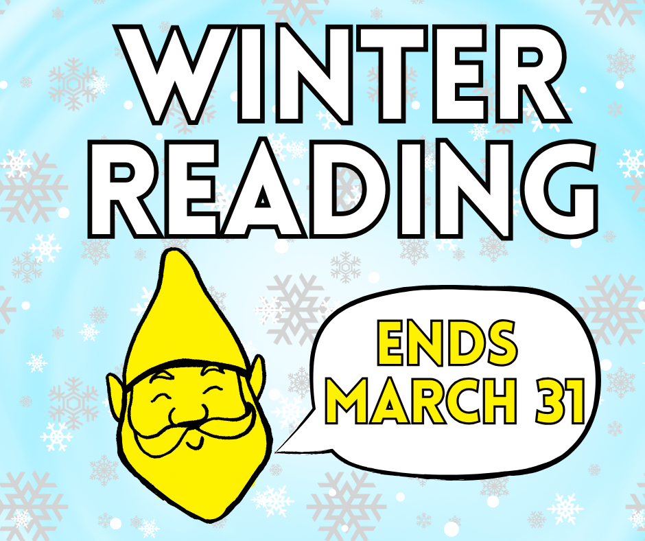 Image with information about GHCL's winter reading program, which runs Jan. 1-March 31, 2024. 