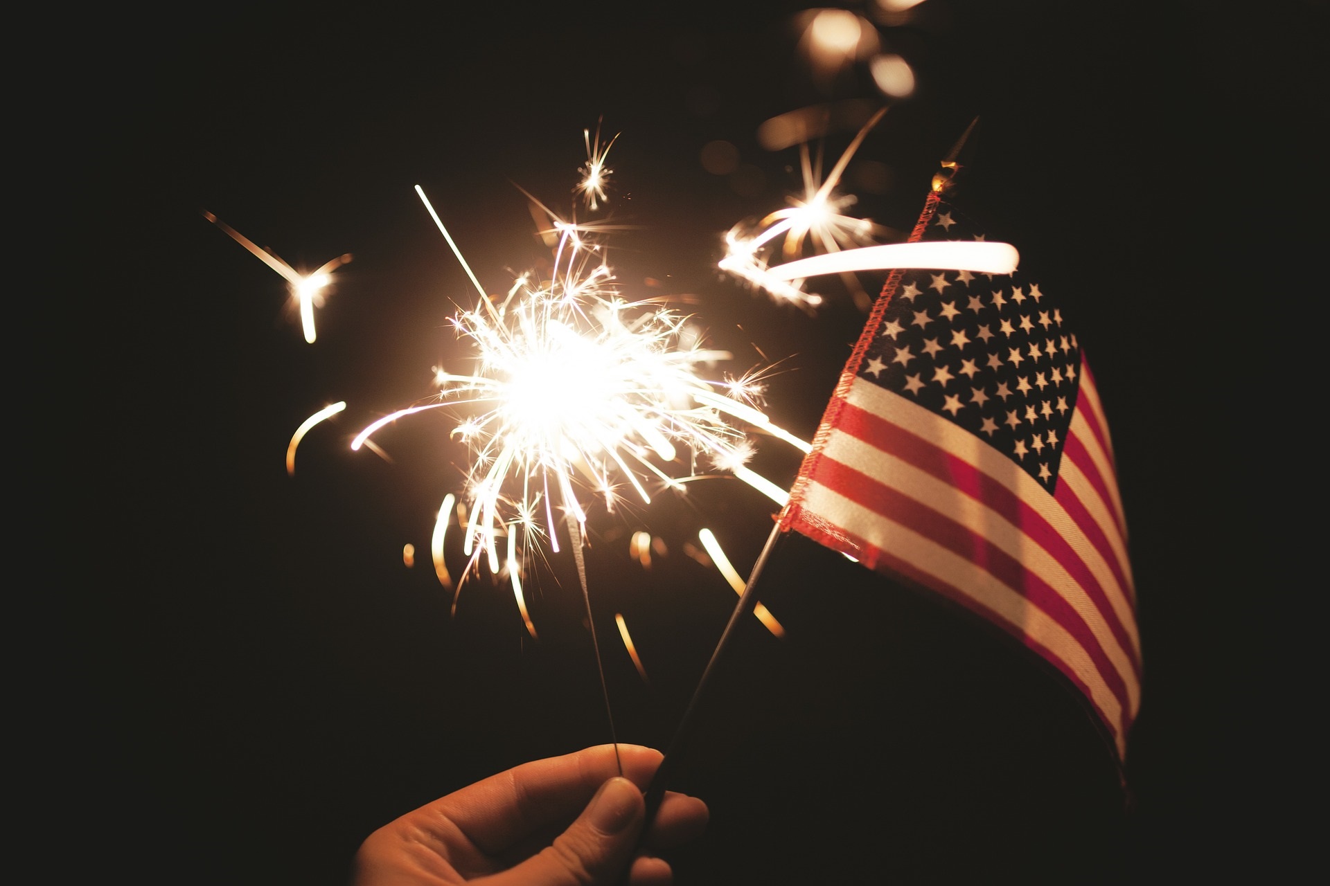 Patriotic sparklers fireworks fourth july independence day flags american