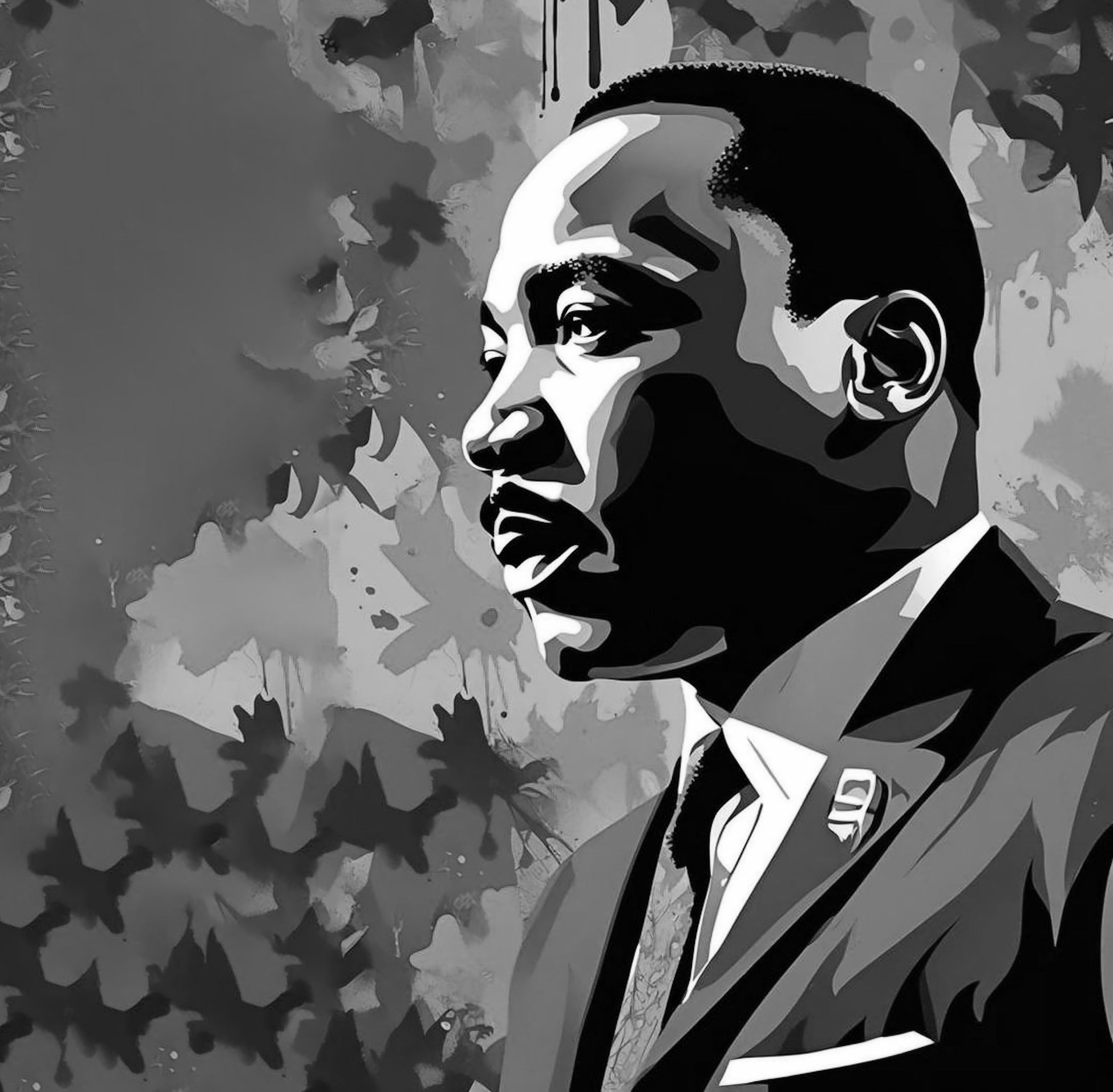 Black and White Illustration of Dr. Martin Luther King, Jr.