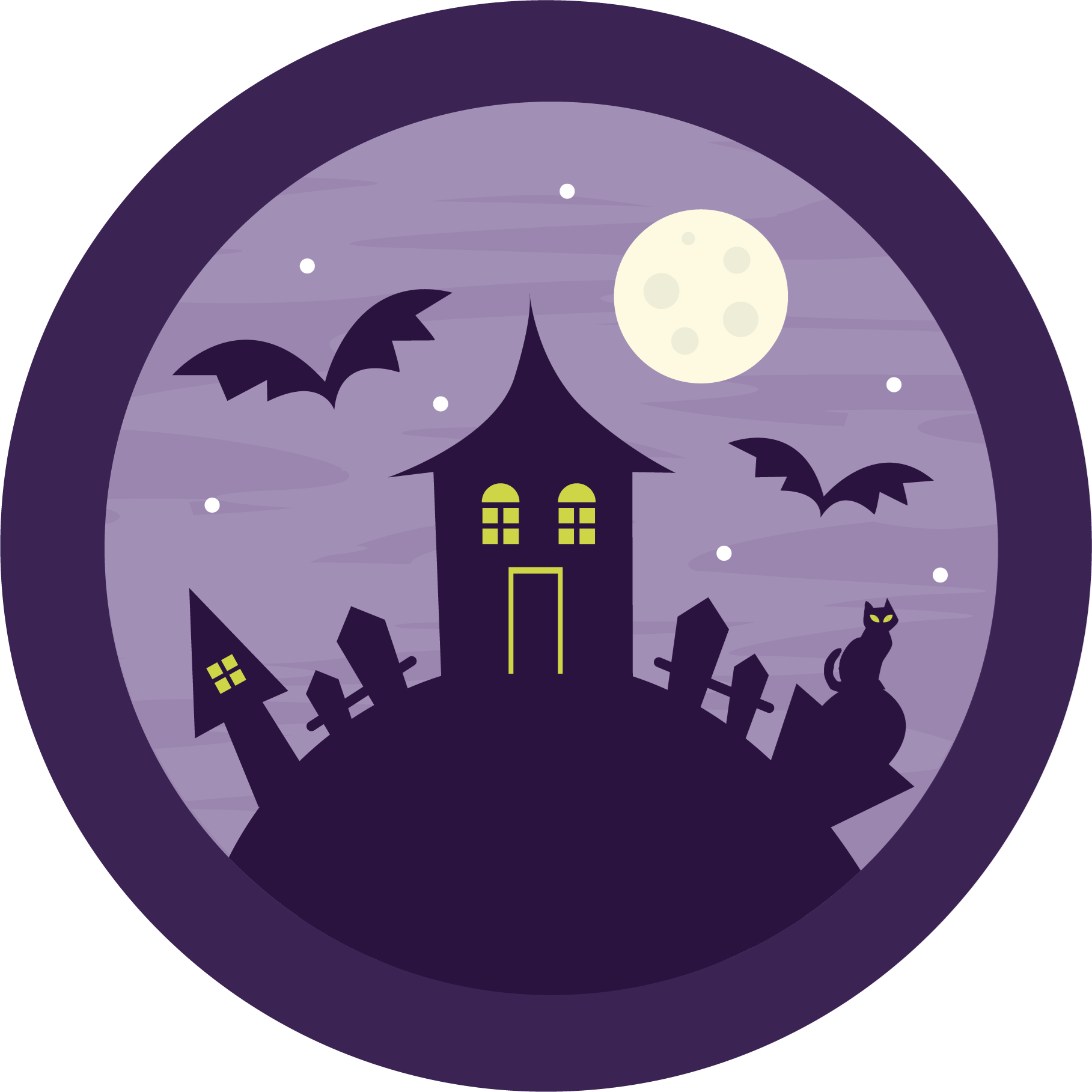 Icons - Halloween Scene in Circle - Purple.png