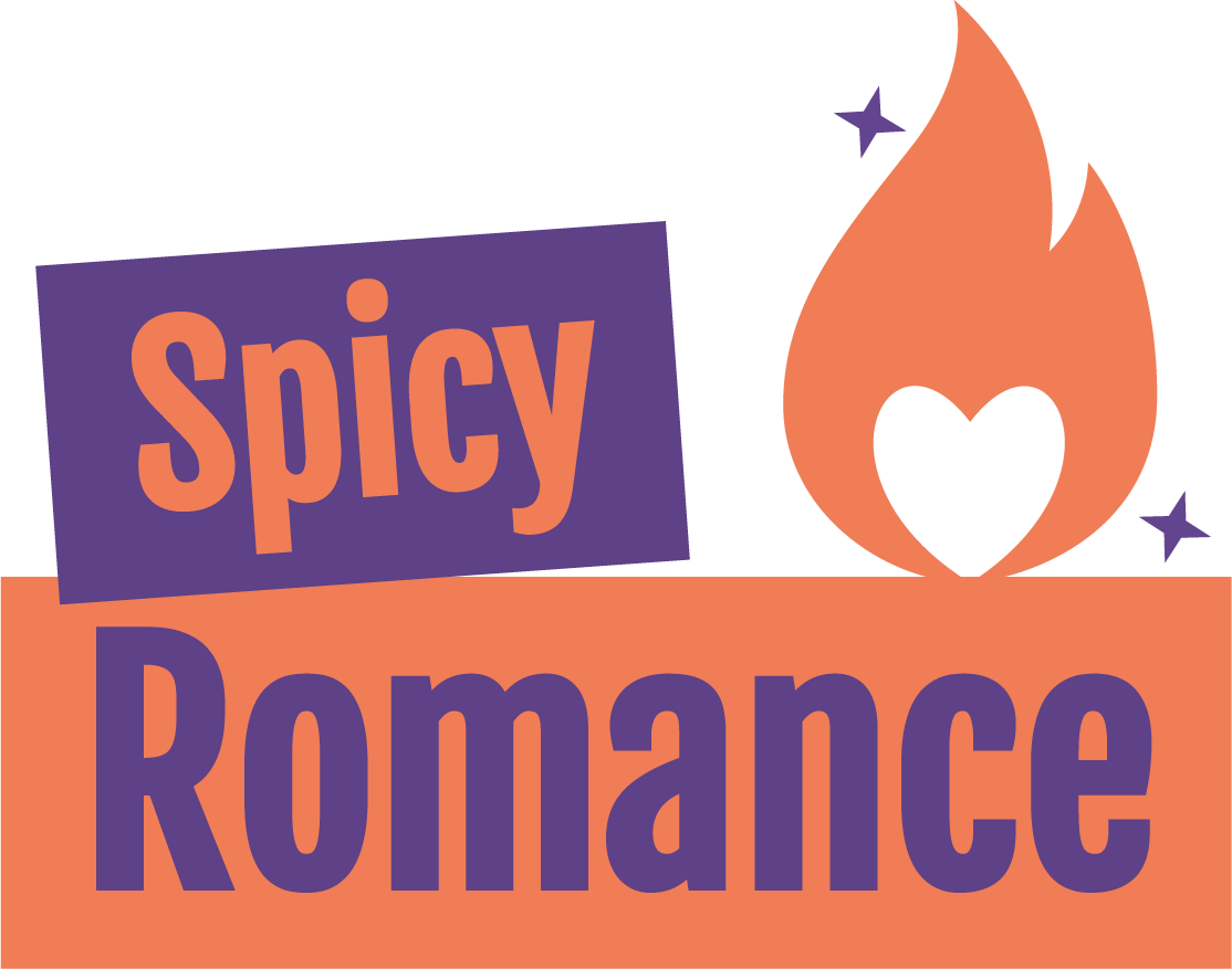 Spicy Romance Text Logo with Fire Heart Spicy Romance Text Logo with Fire Heart