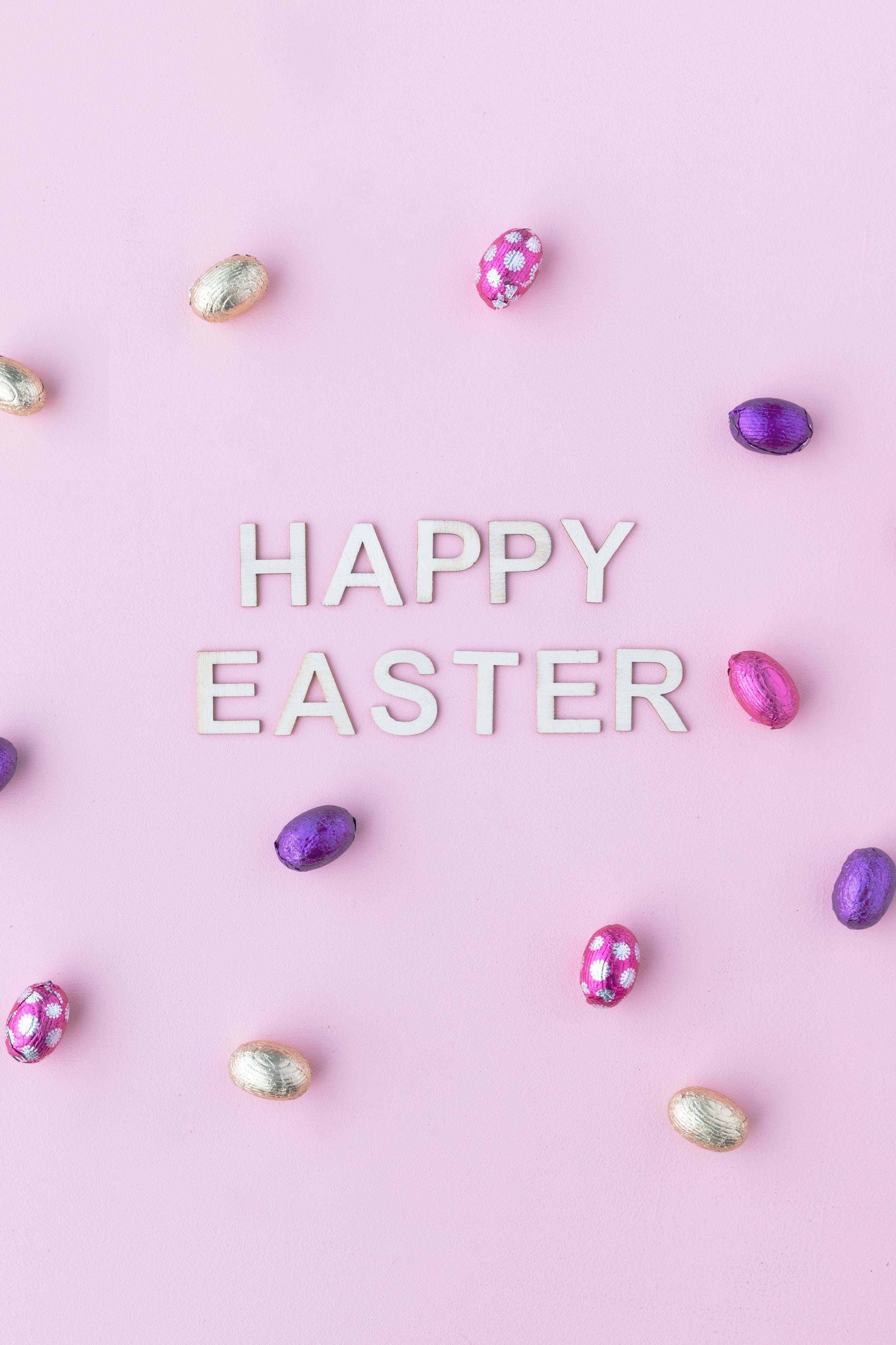 Happy Easter Message on Pink Background