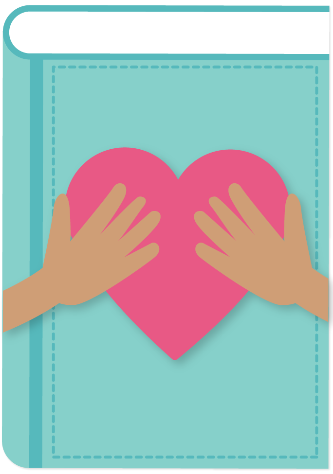 Icons - Giving a Book a Hug - Blue Pink