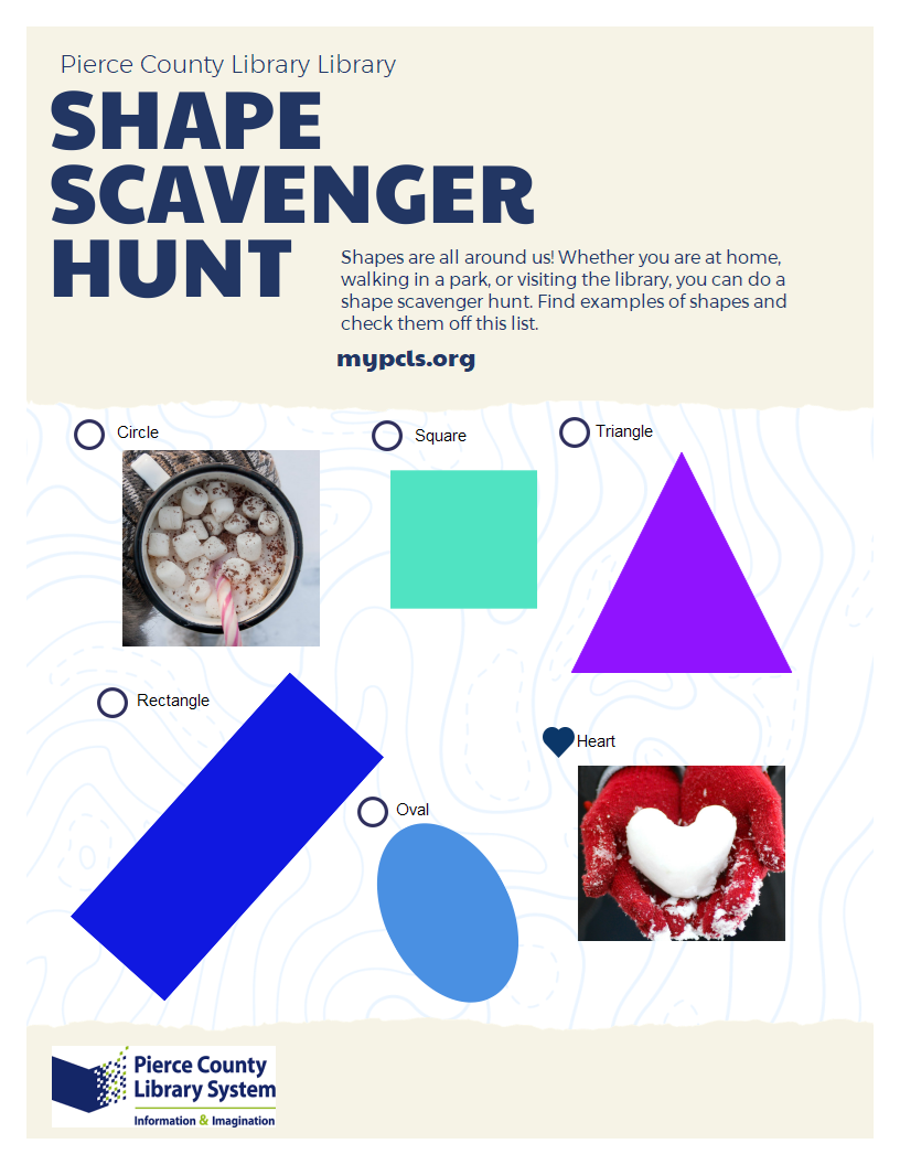 An image linked to the full scavenger hunt; in bold lettering at the top, it reads SHAPES SCAVENGER HUNT.