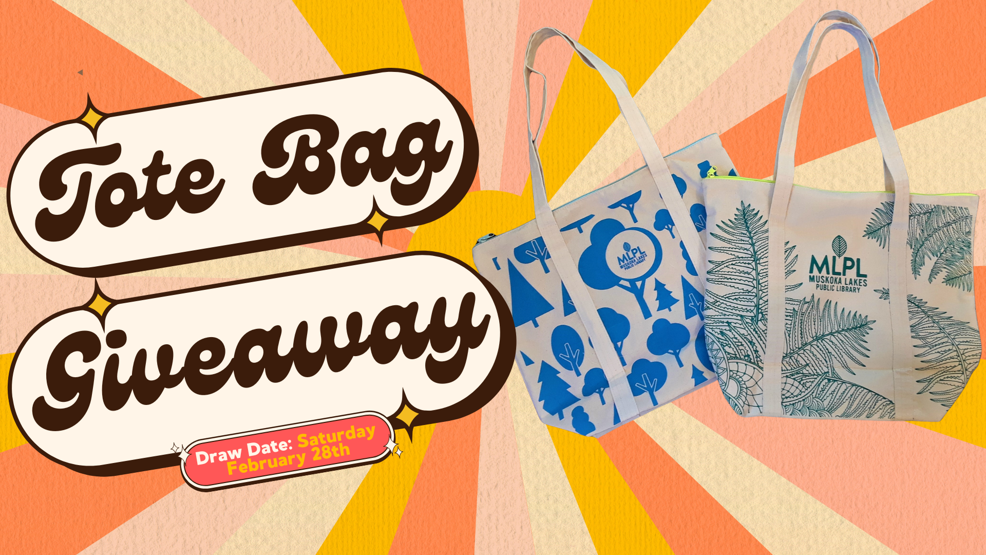 Van with the word library on it and a picture of a book MLPL Tote bag giveaway