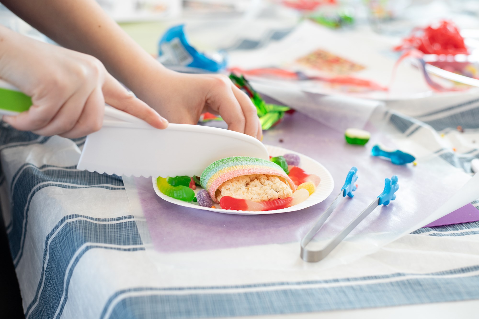 Mother and Young Daughter Walking Through the Library